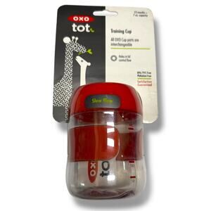OXO Tot Training Cup Red Orange Clear NEW in Package 12 mo and Up 7 oz NEW